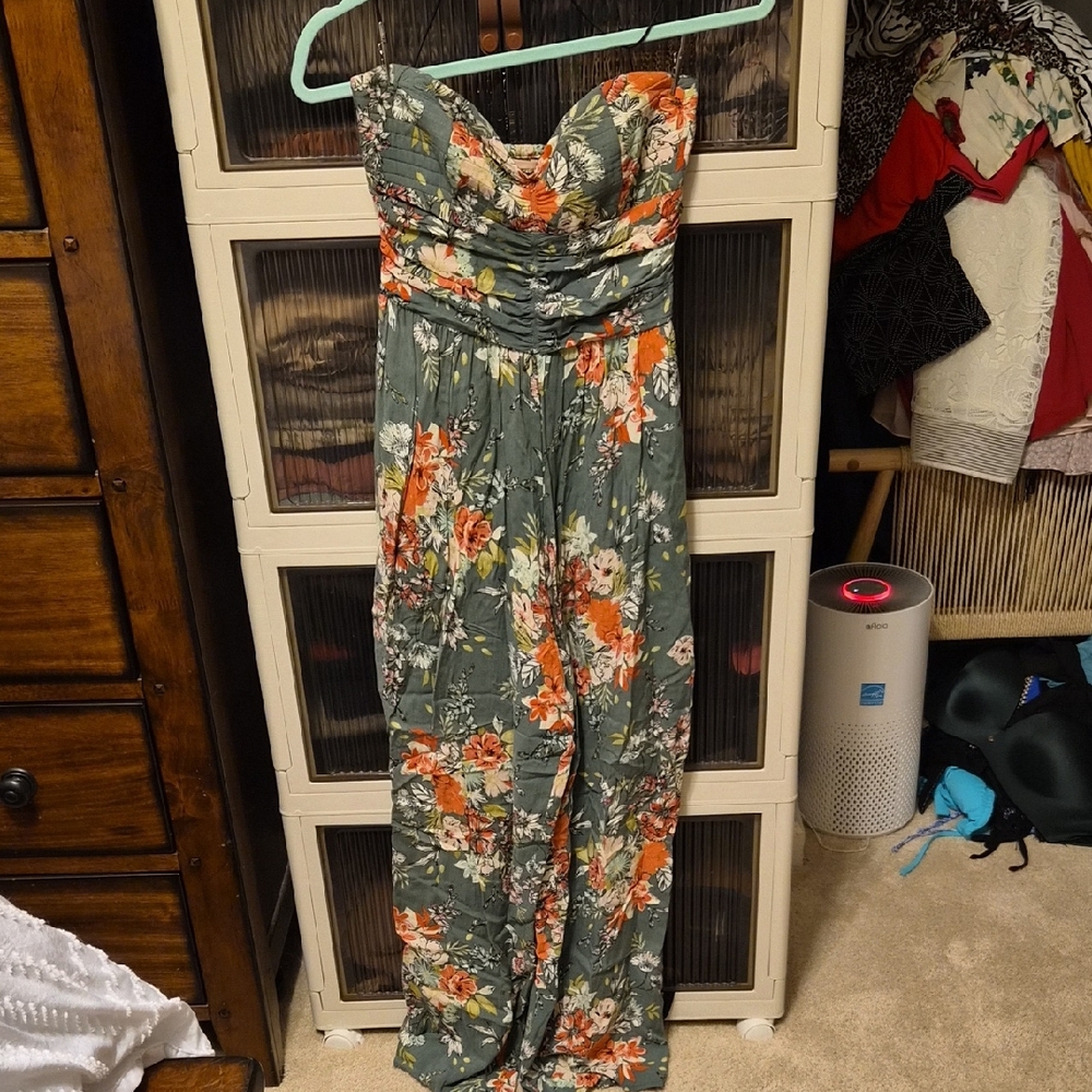 Band of Gypsies Green Floral Jumpsuit